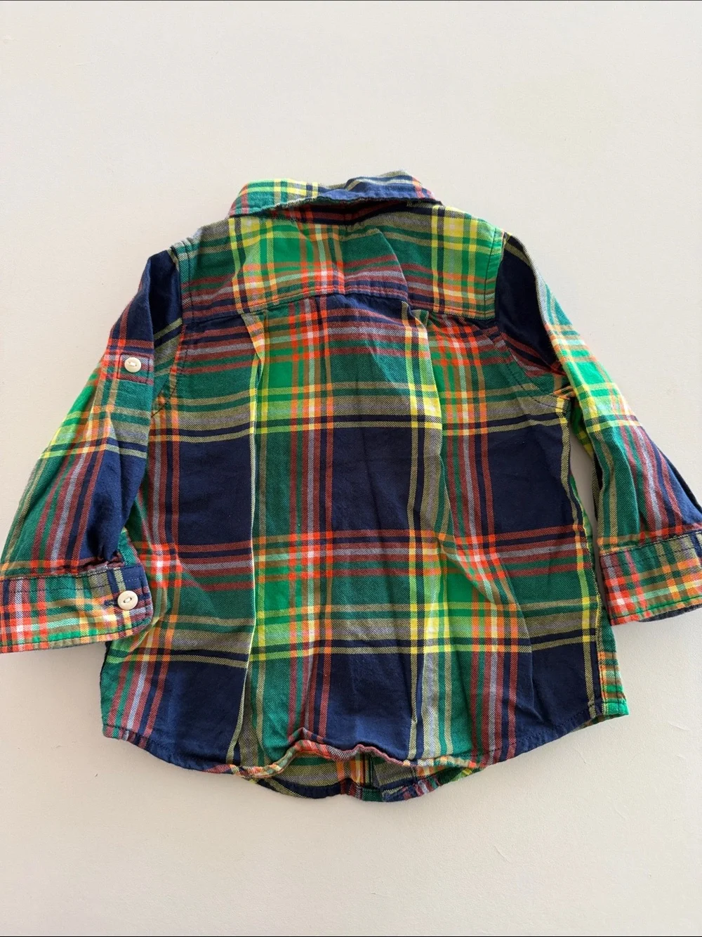 Baby GAP Plaid Button-Down Shirt - Green, Navy & Yellow 6-12 months